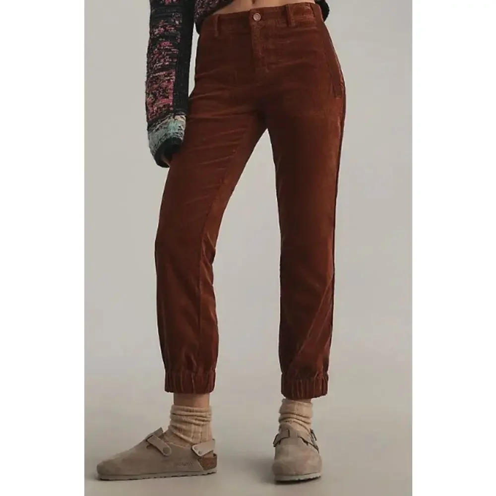 by ANTHROPOLOGIE The Richie Slim Corduroy Jogger Pants Rust Red Orange Size 6 - Picture 4 of 9